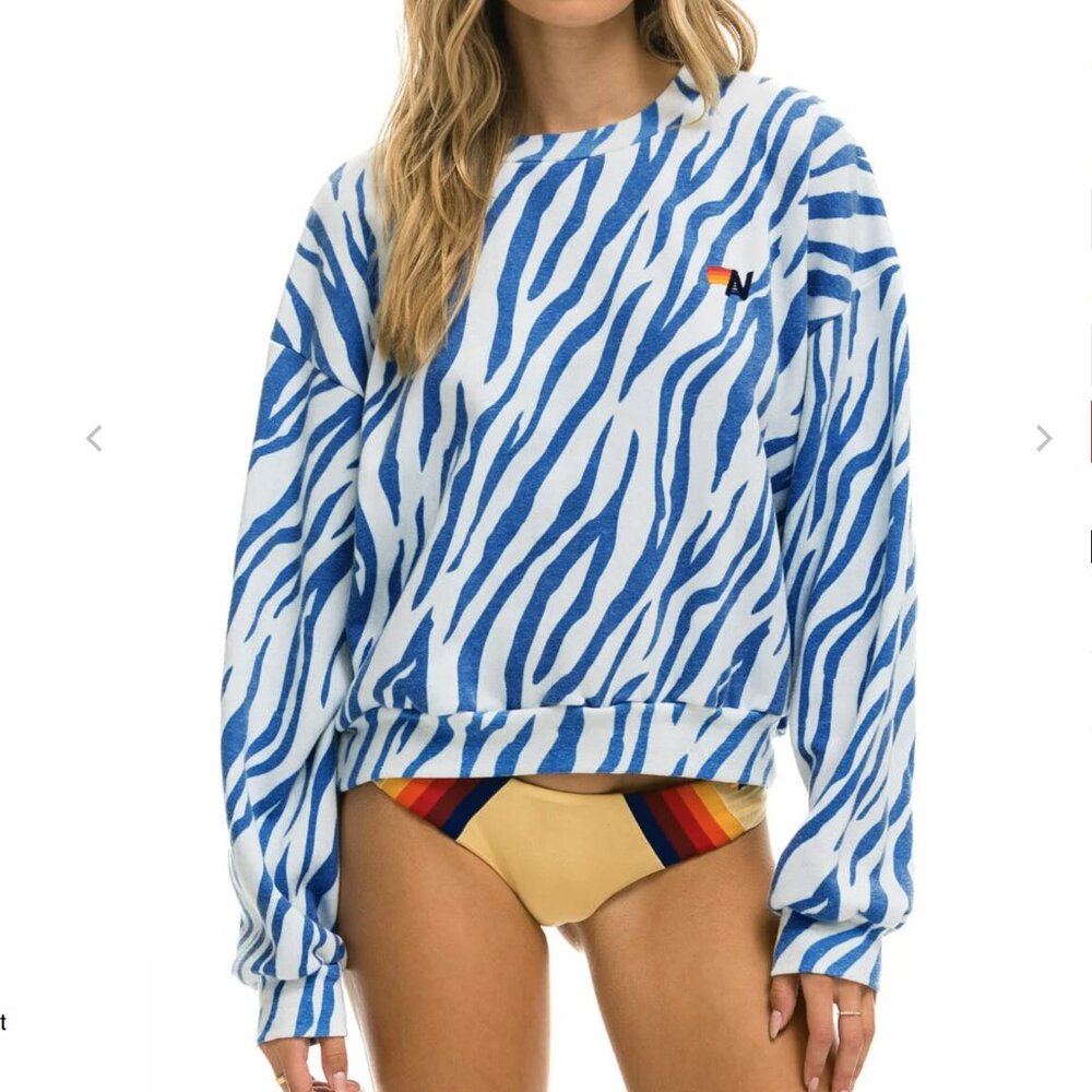 Aviator Nation Relaxed Fit Crew Sweatshirt - Blue Tiger M